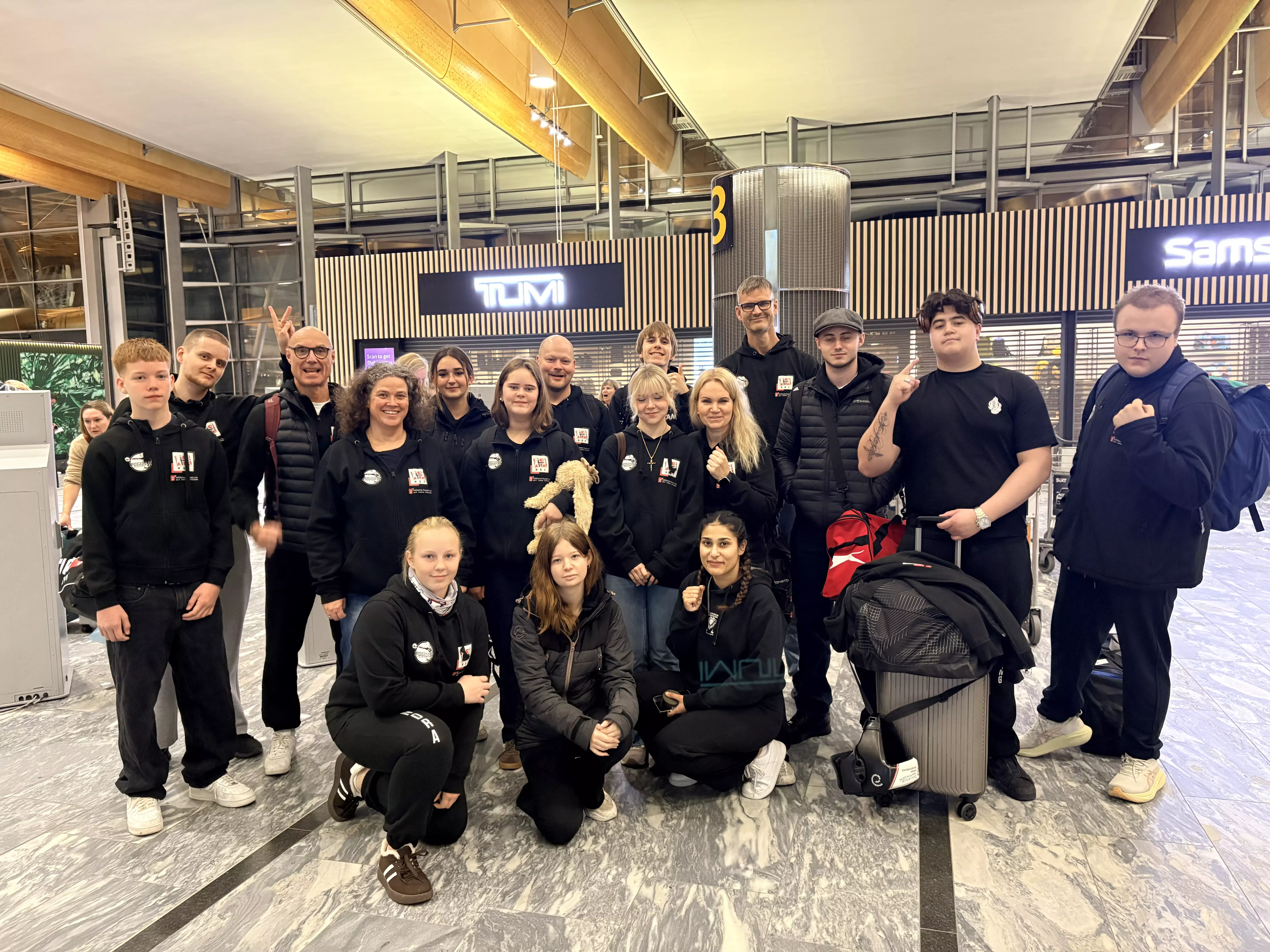 Klar for avreise på Gardermoen tidlig på morgenen